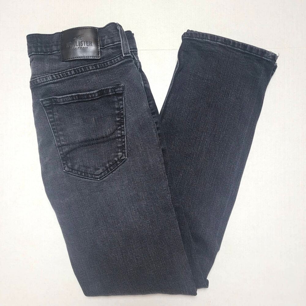 Men's Hollister Black Distressed Slim Straight Jeans SZ 30